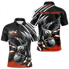 Load image into Gallery viewer, Custom Black And Orange Eagle Bowling Jerseys, Bowling Team Men Polo Shirts Bowlers Outfits IPHW8888