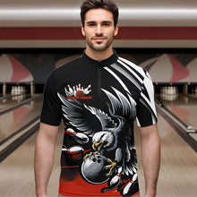 Load image into Gallery viewer, Custom Black And Orange Eagle Bowling Jerseys, Bowling Team Men Quarter-Zip Shirts Bowlers Outfits IPHW8888