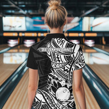 Load image into Gallery viewer, Custom Black And White Maori Style Koru Spiral Tribal Women Bowling Quarter-Zip Shirt IPHW10955
