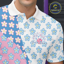 Load image into Gallery viewer, Custom Cute Pastel Pink And Blue Flower Bowling Men Polo Shirts, Floral Bowling Jerseys IPHW11267