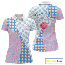 Load image into Gallery viewer, Custom Cute Pastel Pink And Blue Flower Bowling Women Polo Shirts, Floral Bowling Jerseys IPHW11267