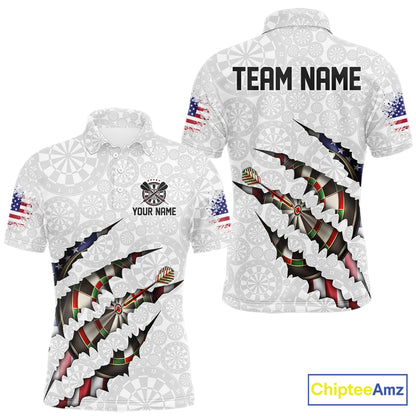 Custom Patriotic Dartboard Dart Men Polo Shirt, Dart League Shirt IPHW11636