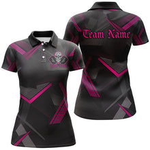 Load image into Gallery viewer, Black And Pink Custom Skull Pickleball Shirts For Women, Halloween Pickleball Outifts Gifts IPHW7449
