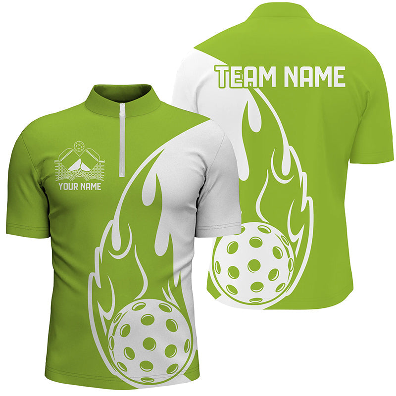 Custom Green Flame Pickleball Shirts For Men, Pickleball Team Uniform Men'S Outfit IPHW7453