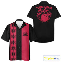 Load image into Gallery viewer, Custom Retro 50S Christmas Bowling Button Up Shirts, Vintage Xmas Bowling Shirt IPHW10105