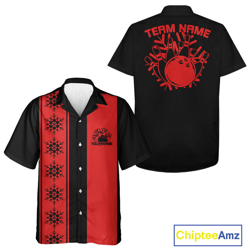 Custom Retro 50S Christmas Bowling Button Up Shirts, Vintage Xmas Bowling Shirt IPHW10105