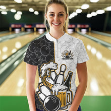 Load image into Gallery viewer, Custom Funny Bowling And Beer Team Bowling Women Quarter-Zip Shirts, Bowling Pattern Shirt IPHW8891