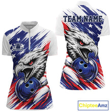 Load image into Gallery viewer, Patriotic Bowling shirt with eagle design and American flag