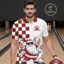 Load image into Gallery viewer, Custom Funny Santa Claus Christmas Bowling Men Polo Shirts, Xmas Bowling Team Shirt IPHW10110