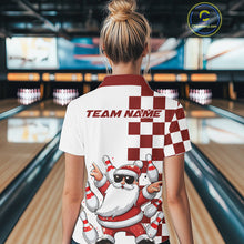 Load image into Gallery viewer, Custom Funny Santa Claus Christmas Bowling Women Polo Shirts, Xmas Bowling Team Shirt IPHW10110