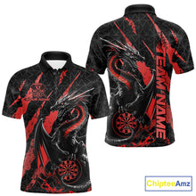 Load image into Gallery viewer, Custom Black And Red Dragon Dart Men Polo Shirts, Team Dart Jerseys IPHW10752