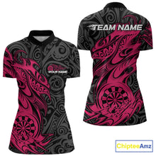 Load image into Gallery viewer, Custom Black And Pink Tribal Polynesian Dart Team Women Shirts, Niho Mano Dart Shirt IPHW10761
