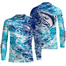 Load image into Gallery viewer, Custom Chinook King Salmon Saltwater Long Sleeve Fishing Shirts, Ocean Camo Salmon Fishing Jerseys IPHW6068
