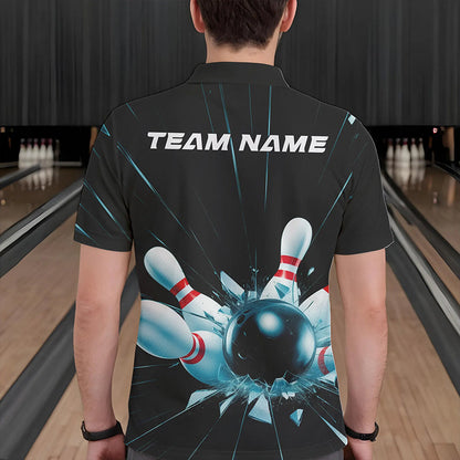 Custom Break Glass Bowling Polo Shirts For Men, Bowling League Shirt Team Uniform IPHW8900
