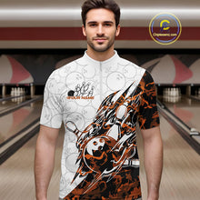 Load image into Gallery viewer, Custom Orange Camo Bowling Men Quarter-Zip Shirt, Bowling Ball Pattern Team Jerseys IPHW10989