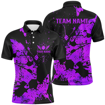 Custom Name Black And Purple Bowling Team Shirts For Men And Women, Bowling League Jerseys IPHW6432