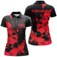 Load image into Gallery viewer, Custom Name Black And Red Bowling Team Shirts For Women, Bowling League Jerseys IPHW6434