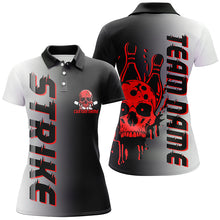 Load image into Gallery viewer, Custom Strike Bowling Team Shirts For Women, Skull Bowling Jerseys With Team Name | Red IPHW6440