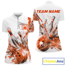Load image into Gallery viewer, Custom Black And Orange Women Bowling Team Shirts, Bowling League Shirt Bowlers Outfit IPHW10785