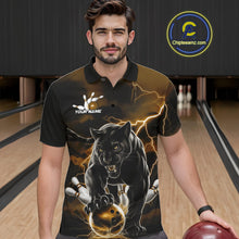 Load image into Gallery viewer, Yellow Thunder Lightning Custom Panther Men Bowling Polo Shirts, Panther Bowling Jerseys IPHW10792