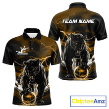 Load image into Gallery viewer, Yellow Thunder Lightning Custom Panther Men Bowling Polo Shirts, Panther Bowling Jerseys IPHW10792