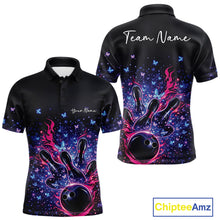 Load image into Gallery viewer, Custom Colorful Elegant Butterfly Bowling Men Polo Shirt, Flame Bowlers Jersey IPHW11012