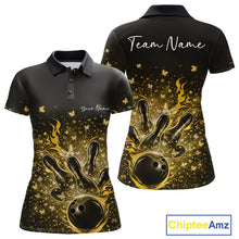 Load image into Gallery viewer, Custom Yellow Elegant Butterfly Bowling Women Polo Shirt, Flame Bowlers Jersey IPHW11015