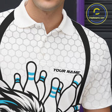 Load image into Gallery viewer, Custom Blue Lion Bowling Men Polo Shirt, Lion Bowling Team League Shirt IPHW10125