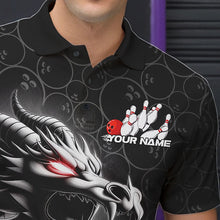 Load image into Gallery viewer, Custom Black And Red Dragon Bowling Men Polo Shirts, Bowling Pattern Dragon Bowler Outfit IPHW8916