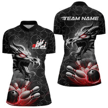 Load image into Gallery viewer, Custom Black And Red Dragon Bowling Women Quarter-Zip Shirts, Dragon Bowler Outfit IPHW8916