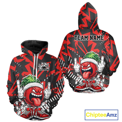 Custom Funny Christmas Bowling Men And Women Hoodie Shirts, Crazy Bowling Ball Xmas Outfit IPHW10130