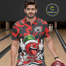 Load image into Gallery viewer, Custom Funny Christmas Bowling Men Polo Shirts, Crazy Bowling Ball Xmas Outfit IPHW10130