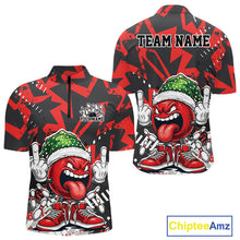 Load image into Gallery viewer, Custom Funny Christmas Bowling Men Quarter-Zip Shirts, Crazy Bowling Ball Xmas Outfit IPHW10130