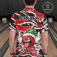 Load image into Gallery viewer, Custom Funny Christmas Bowling Men Polo Shirts, Crazy Bowling Ball Xmas Outfit IPHW10131