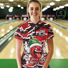 Load image into Gallery viewer, Custom Funny Christmas Bowling Women Quarter-Zip Shirts, Crazy Bowling Ball Xmas Outfit IPHW10131