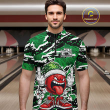Load image into Gallery viewer, Custom Funny Christmas Bowling Men Quarter-Zip Shirts, Crazy Bowling Ball Xmas Outfit IPHW10132