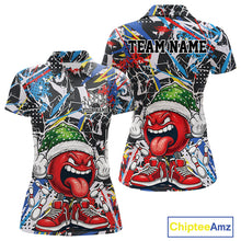 Load image into Gallery viewer, Custom Funny Colorful Christmas Bowling Women Polo Shirts, Crazy Ball Xmas Outfit IPHW10133