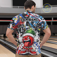 Load image into Gallery viewer, Custom Funny Colorful Christmas Bowling Men Quarter-Zip Shirts, Crazy Bowling Ball Xmas Outfit IPHW10133