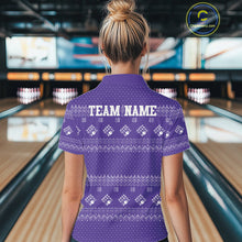Load image into Gallery viewer, Custom Funny Santa Christmas Women Bowling Polo Shirts, Purple Xmas Bowling Team Outfit IPHW10141