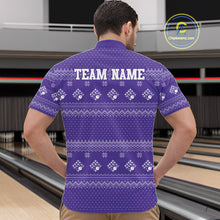 Load image into Gallery viewer, Custom Funny Santa Christmas Men Bowling Quarter-Zip Shirts, Purple Xmas Bowling Team Outfit IPHW10141
