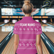 Load image into Gallery viewer, Custom Funny Santa Christmas Women Bowling Quarter-Zip Shirts, Magenta Xmas Team Outfit IPHW10144