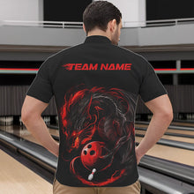 Load image into Gallery viewer, Custom Black And Red Dragon Bowling Quarter-Zip Shirts For Men, Dragon Bowling Tournament Team Shirt IPHW8418