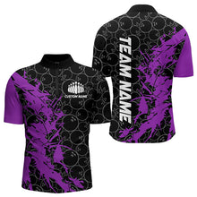 Load image into Gallery viewer, Black And Purple Custom Bowling Tournament Quarter-Zip Shirts For Men, Bowling Pattern Team Jerseys IPHW8423