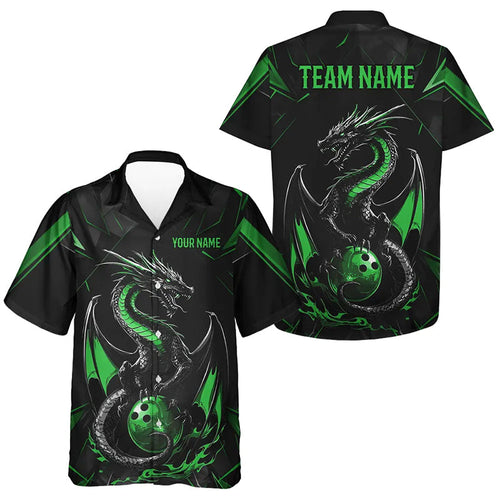 Custom Black And Irish Green Dragon Bowling Hawaiian Shirts For Kid, Bowling Team Uniform IPHW8641