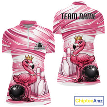 Load image into Gallery viewer, Sassy Classy Flamingo Queen Custom Women Bowling Quarter-Zip Shirts, Slay Ladies Outfits IPHW11021