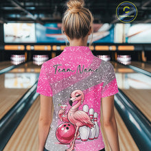 Load image into Gallery viewer, Sassy Classy Flamingo Custom Women Bowling Polo Shirt, Glamorous Ladies Outfit IPHW11028
