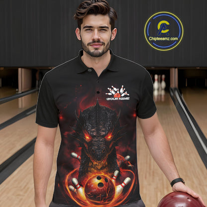 Custom Dragon Bowling Team Men Polo Shirt, Dragon Bowling Jersey Bowlers Outfit IPHW10271