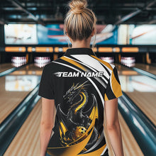 Load image into Gallery viewer, Custom Black And Gold Dragon Bowling Jerseys, Dragon Bowling Team Womens Quarter-Zip Shirts IPHW8651