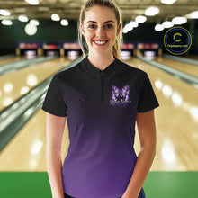 Load image into Gallery viewer, Custom Purple Butterfly Bowling Women Quarter-Zip Shirt, Bowling Tournament Team Shirt IPHW11033