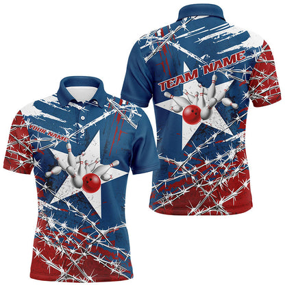 Custom Texas Bowling Shirts For Men, Barbed Wire Texas Star Bowling Team Shirt Bowler Outfit  IPHW7549